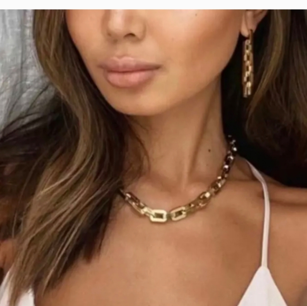 New Eddie Borgo set of earrings and necklace, Supra 12K Gold plated.